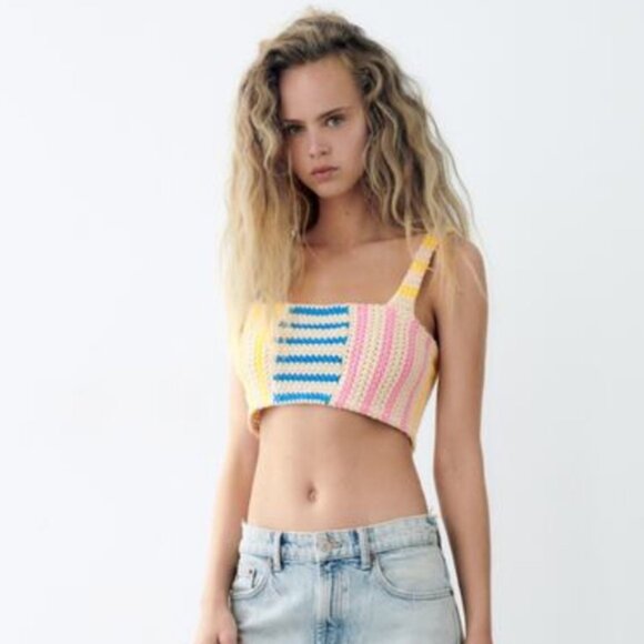 Zara Tops - Zara Size M Crop Pastel Knit Tank top